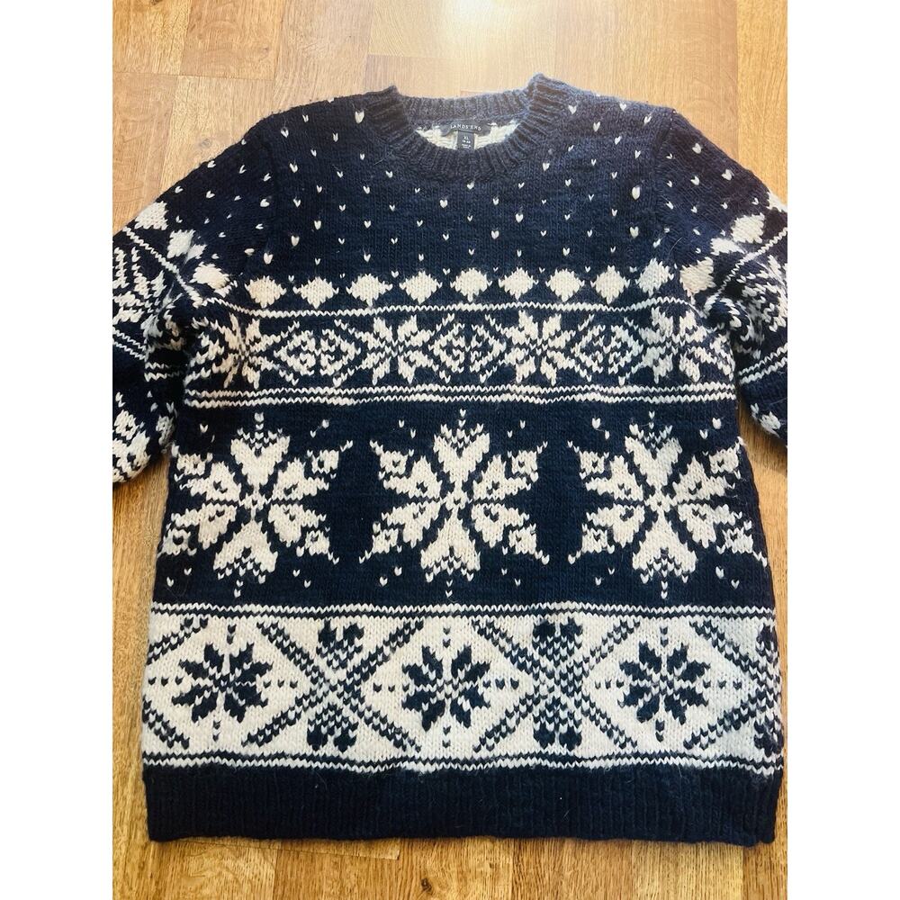 Lands End Womens Plus XL 18-20 Snowflake Fair Isle Sweater Acrylic/wool Winter - Picture 2 of 7